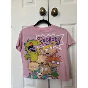 Pink Women’s Junior’s Nickelodeon Rugrats XS 2020 Viacom Crop Top Tshirt Reptar